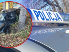 Volkswagen uderzył w drzewo. Kierowca i 16-letnia pasażerka trafili do szpitala