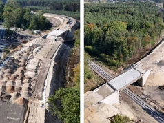 Rośnie nowy wiadukt nad torami po Opolem. Pod niego wycięli kawałek lasu
