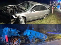 Osobówka zderzyła się z ciągnikiem. Kierowca trafił do szpitala