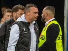 Przemowa trenera Adriana Siemieńca do kibiców Jagiellonii Białystok po meczu z Anderlechtem Bruksela