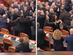 Dantejskie sceny w albańskim parlamencie. Szokujące nagranie