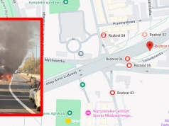 Pożar samochodu na Trasie Łazienkowskiej. Duże utrudnienia