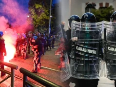 Włochy w ogniu, zamieszki przybrały na sile. Petardy i race poleciały w policję