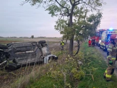 Wypadek w Cisowej. Pijany kierowca uderzył w drzewo i dachował