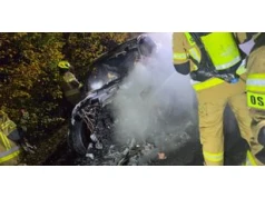 Auto stanęło w płomieniach. Strażacy ruszyli do akcji