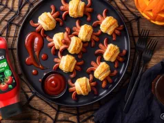 Halloweenowe pająki z parówek i ciasta francuskiego