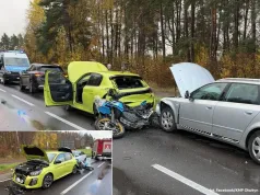 Wypadek z udziałem czterech pojazdów w Dywitach